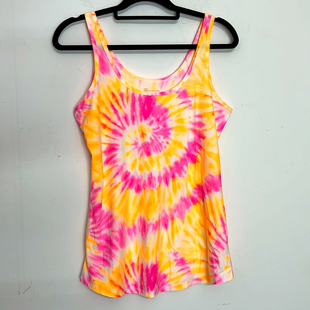 🌞 No Boundaries swirl pink & orange tie dyed tank top women size jr XL